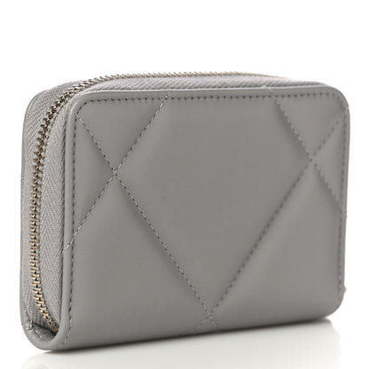 Chanel Lambskin Quilted Chanel 19 Zip Around Coin Purse Wallet Grey 3 of 10