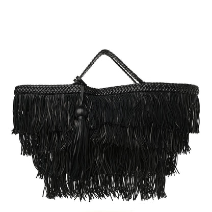 Saint Laurent Calfskin Panier Fringe Tote Black 1 of 11