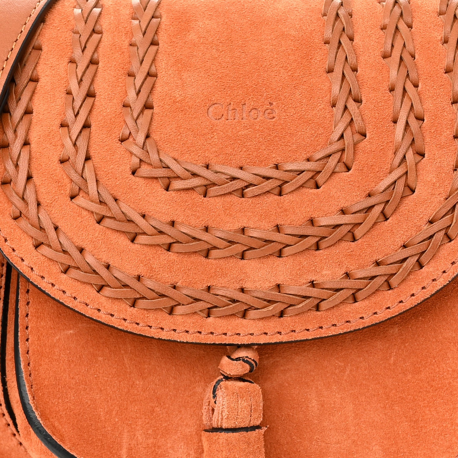 Chloe Suede Calfskin Braided Mini Hudson Shoulder Bag Caramel 7 of 9