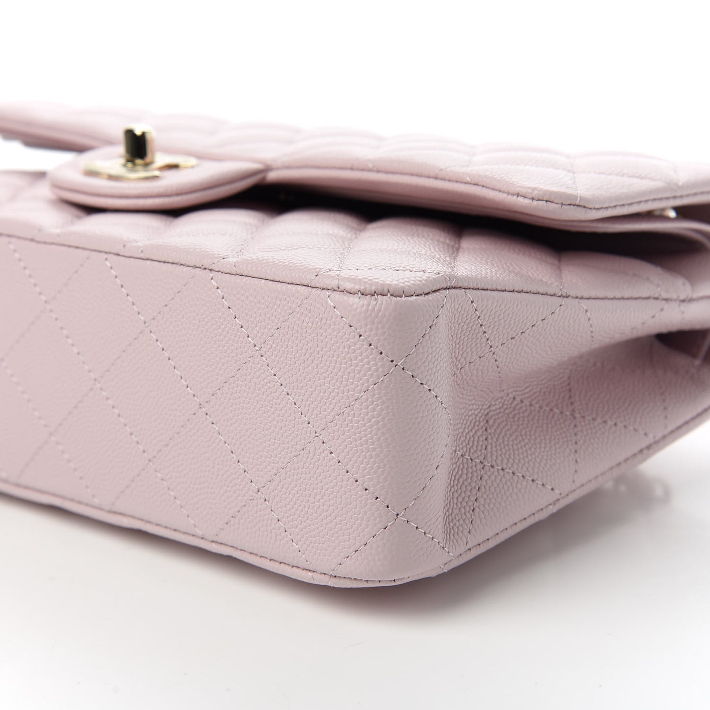Caviar Quilted Medium Double Flap Light Pink