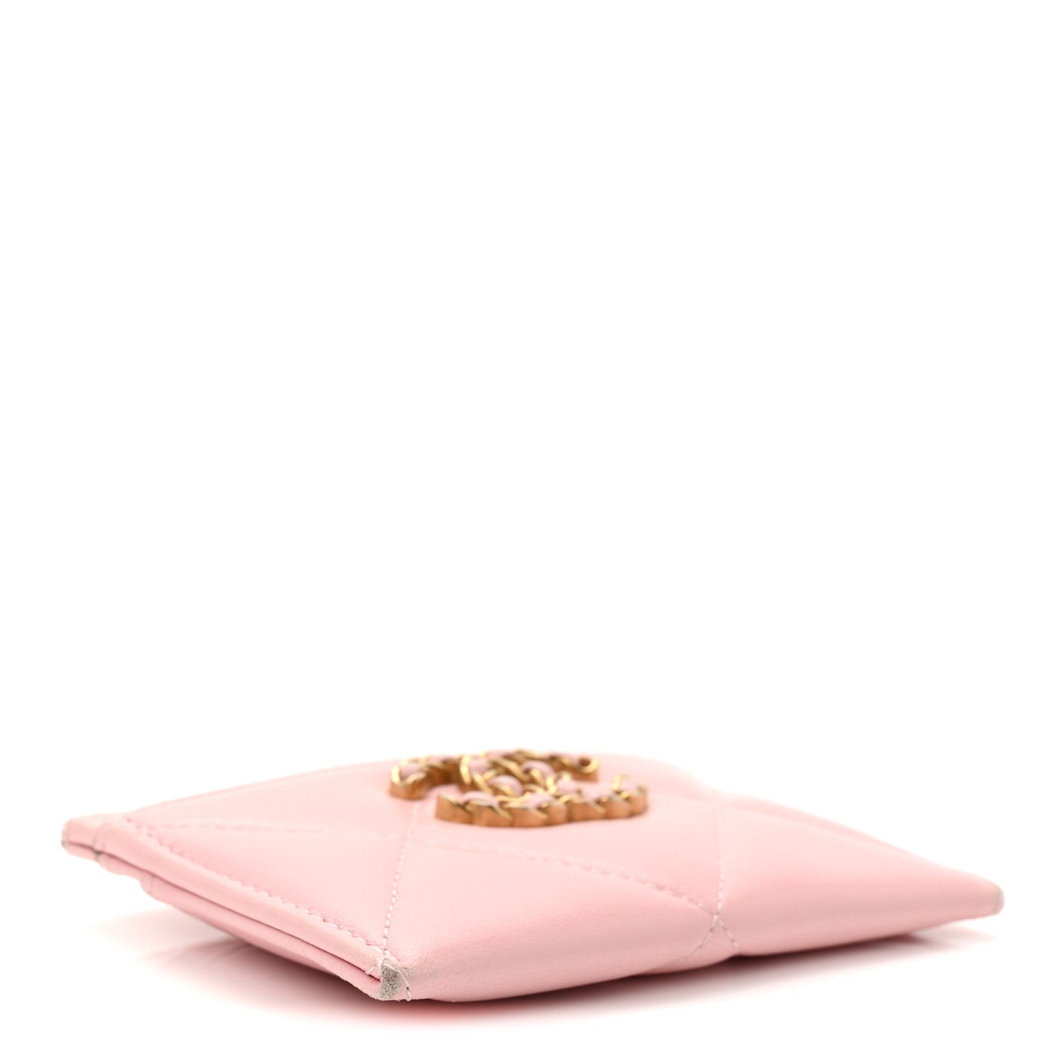 Chanel Lambskin Quilted Chanel 19 Card Holder Light Pink 4 of 9