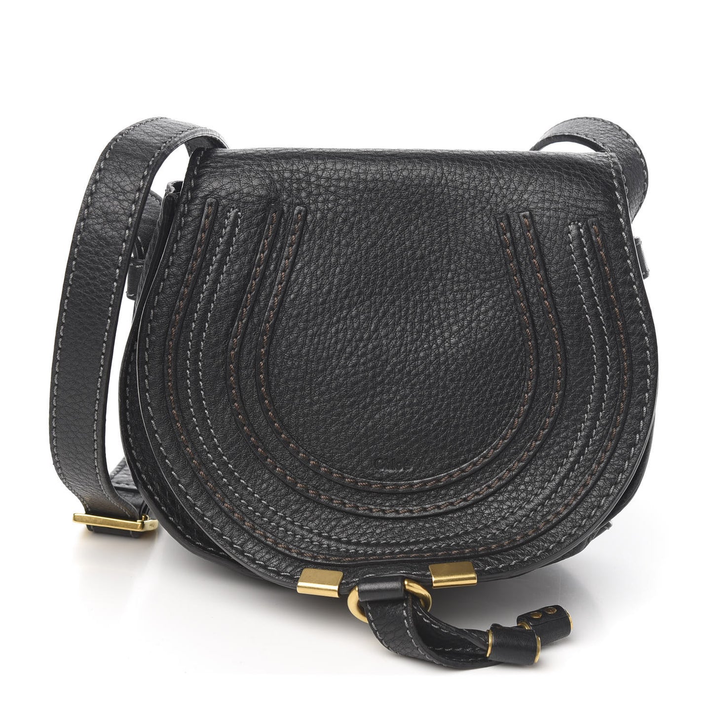 Calfskin Mini Marcie Round Crossbody Bag Black