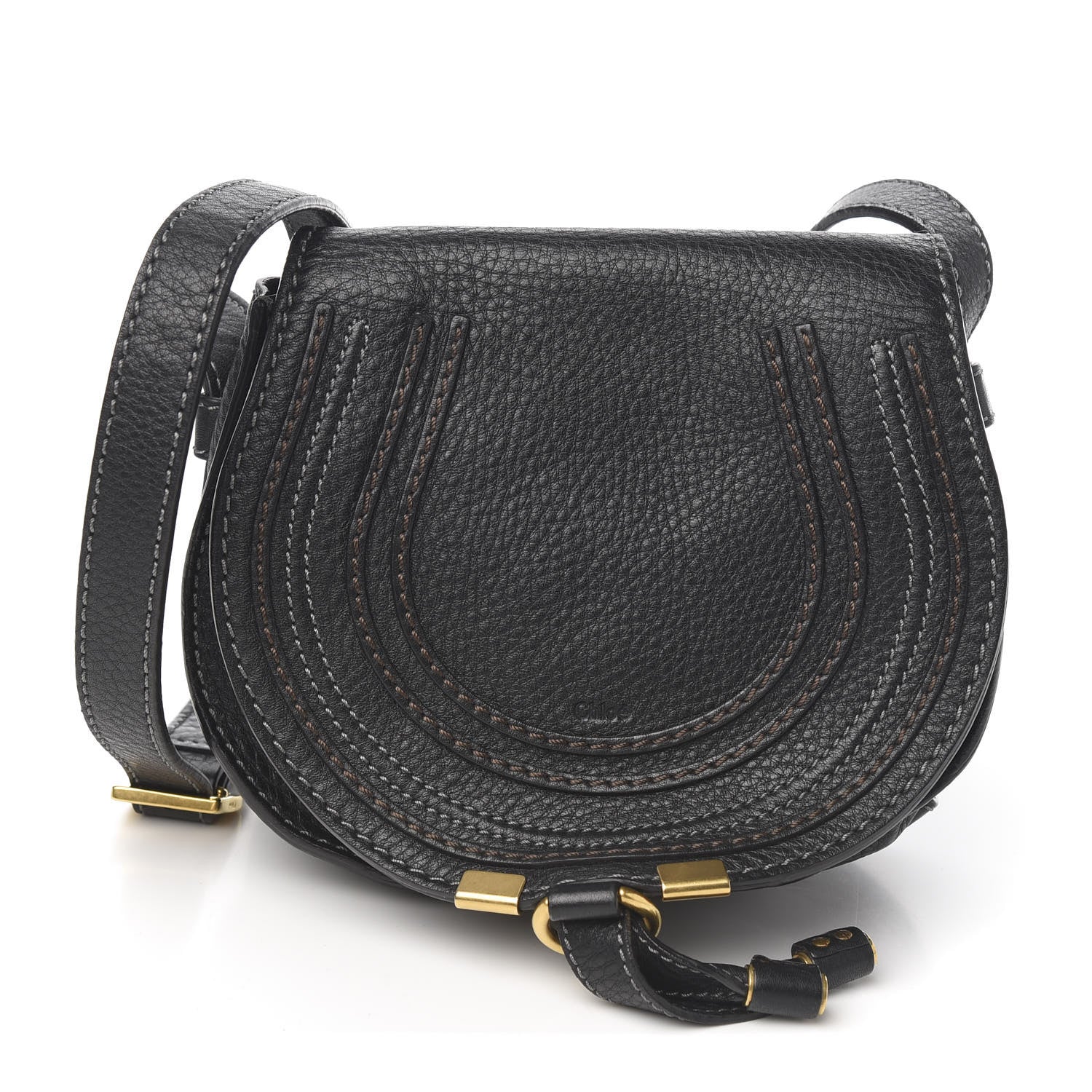 Chloe Calfskin Mini Marcie Round Crossbody Bag Black 1 of 8