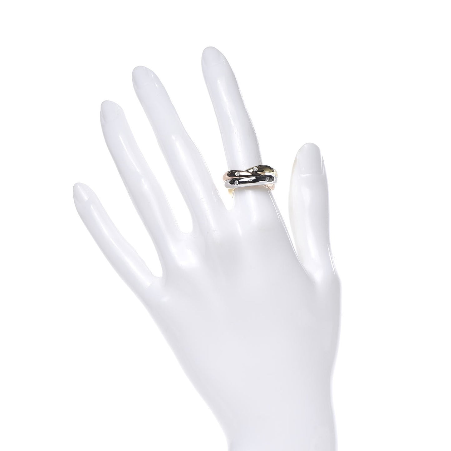 18K Pink Yellow White Gold Diamond Medium Trinity Ring 53 6.25
