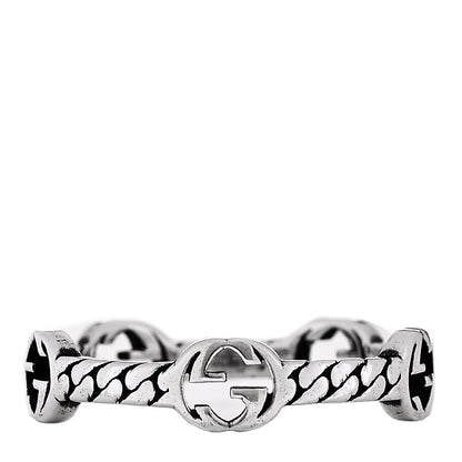Gucci Sterling Silver Interlocking G Chain Ring 64 10.75 1 of 5