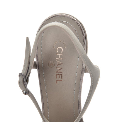 Chanel Lambskin Bow Sandals 36.5 Grey 7 of 8