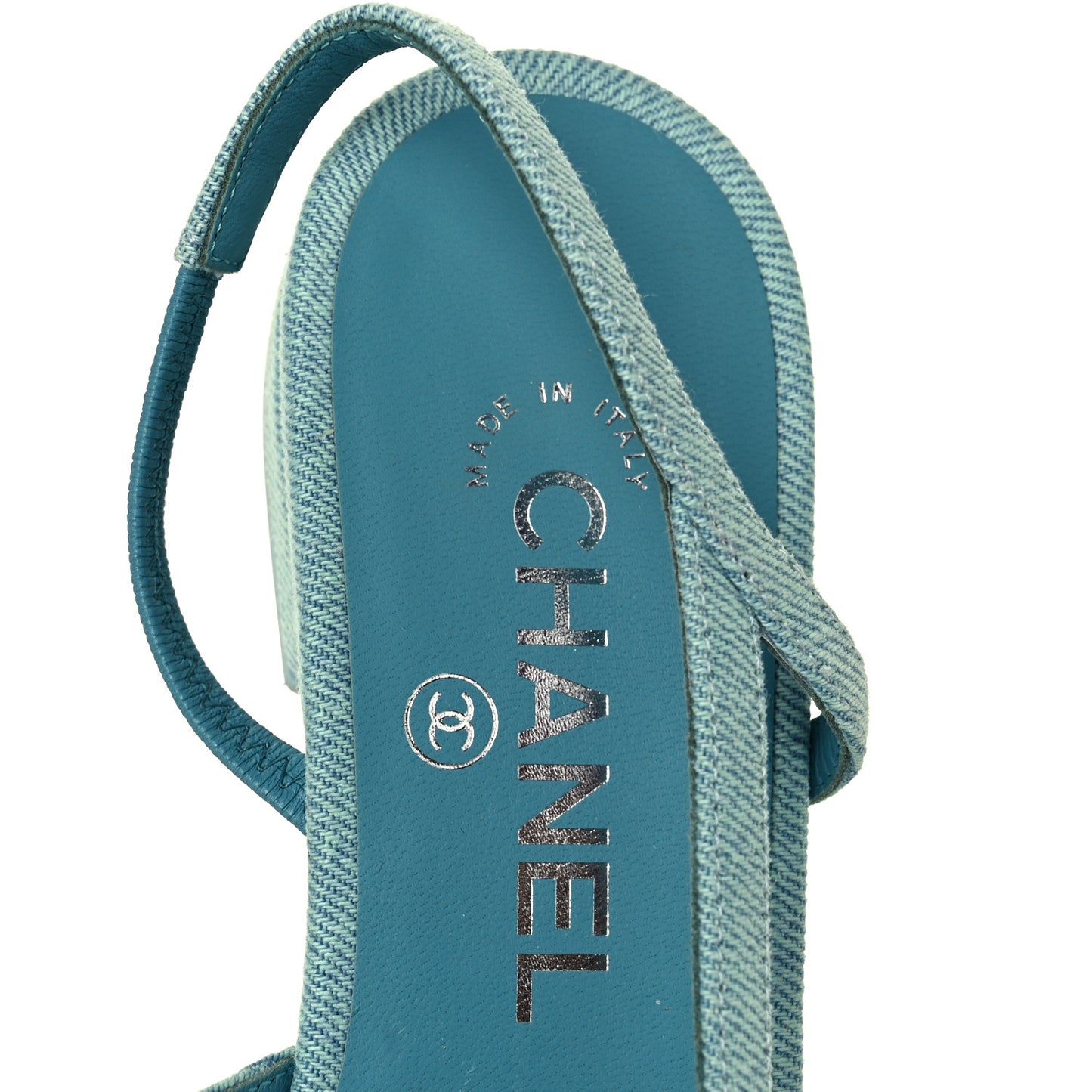 Denim Cap Toe CC Slingback Flats 36 Blue