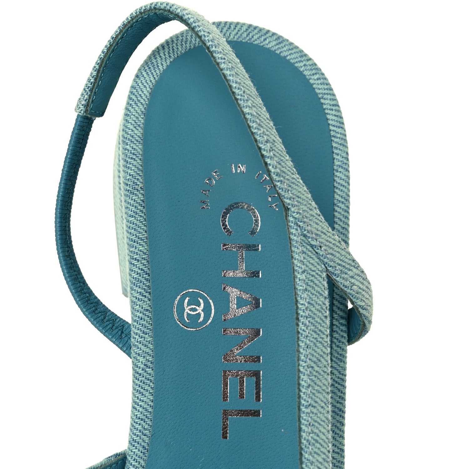 Chanel Denim Cap Toe CC Slingback Flats 36 Blue 14 of 18