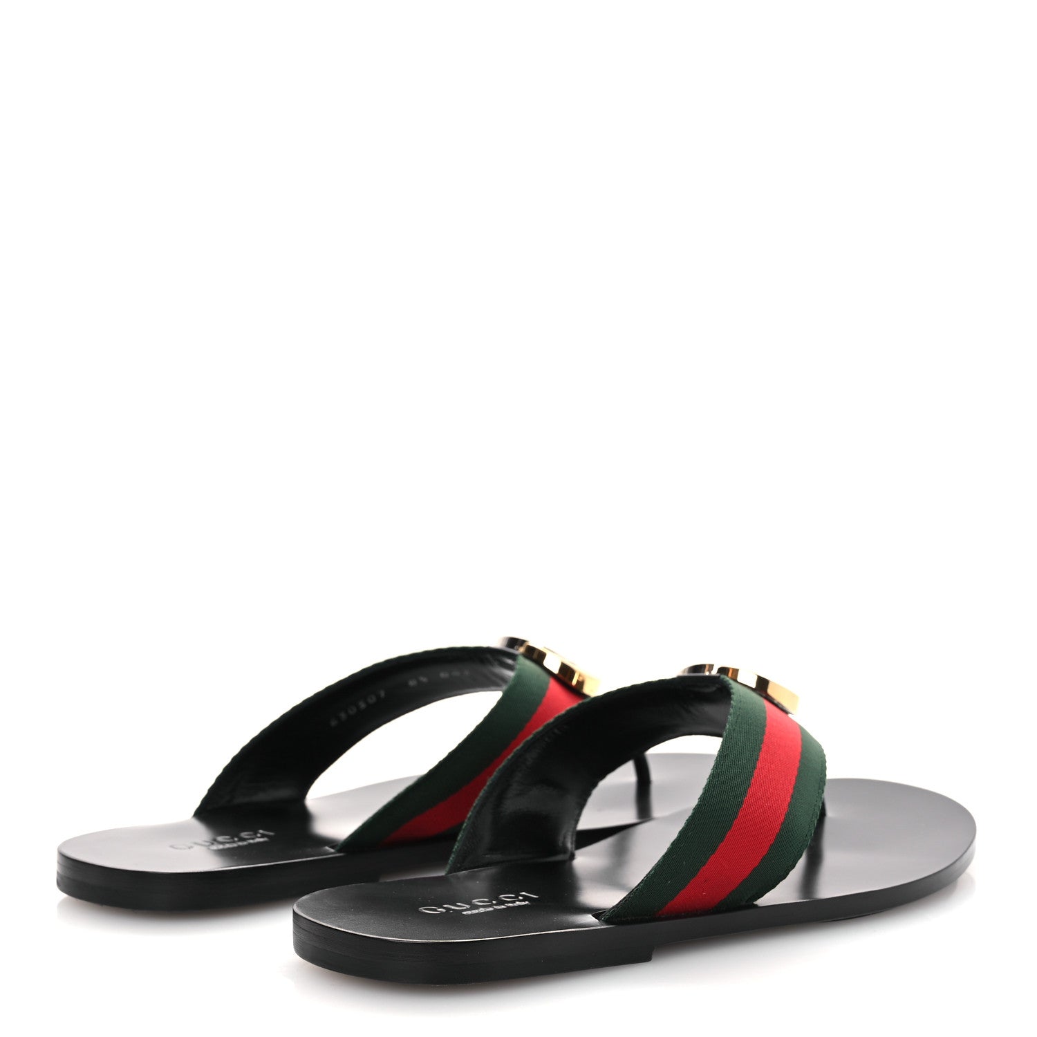 Gucci Nylon Calfskin Web Mens GG Thong Sandals 8.5 Green Red Black 5 of 11