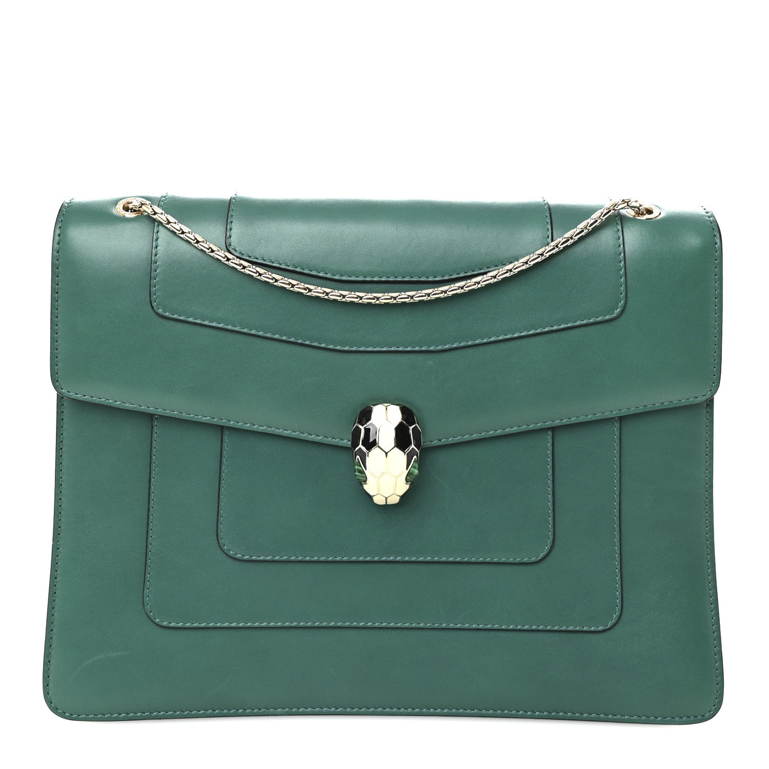 Bulgari Calfskin Serpenti Forever Medium Shoulder Bag Emerald Green 1 of 10