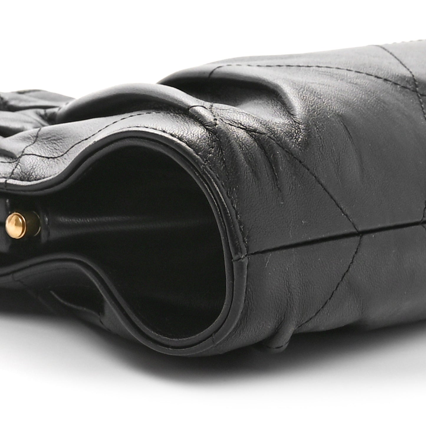 Lambskin Chain Kiss Lock Clutch Black