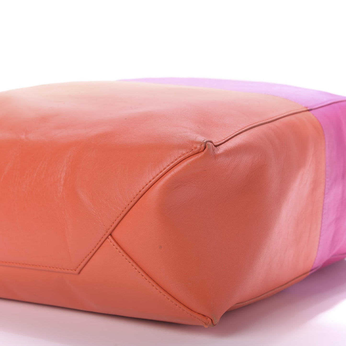 Lambskin Vertical Bi-Color Cabas Fluo Pink Fluo Orange