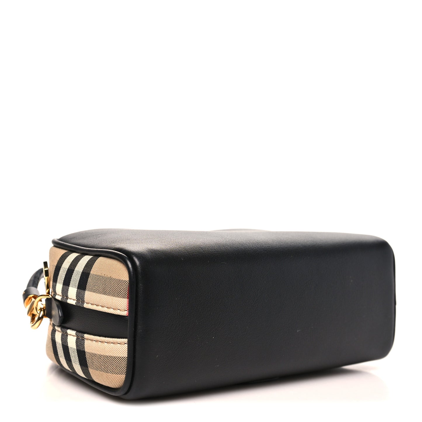Calfskin Vintage Check Half Cube Crossbody Bag Black