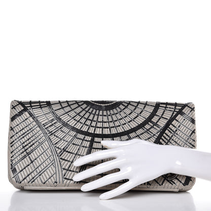 Chanel Calfskin Sequin Embellished Flap Clutch Grey Black 2 of 11