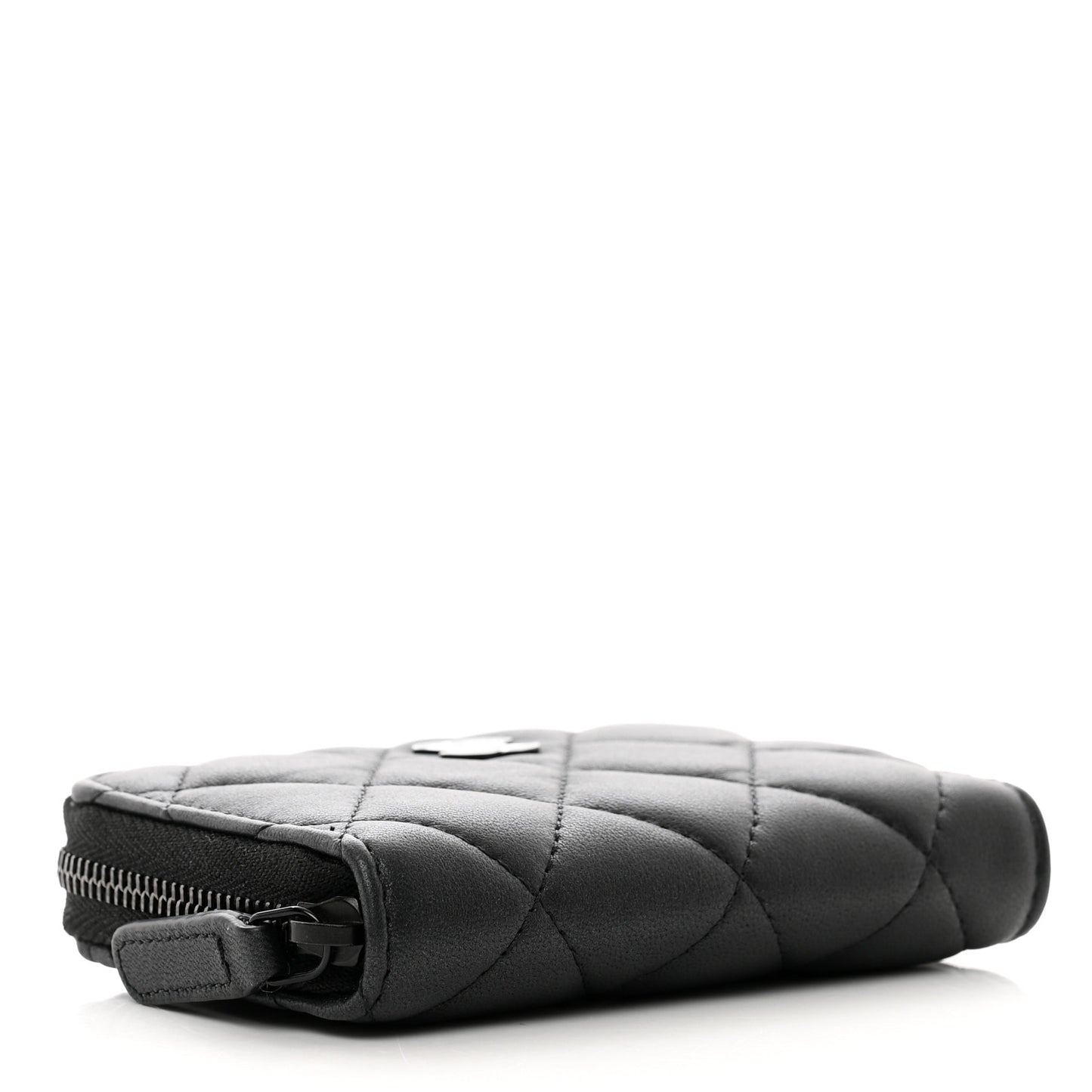 Pearly Lambskin Quilted Zip Coin Purse So Black