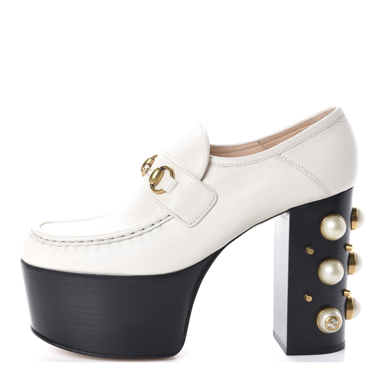Malaga Kid Pearl Studded Vegas Platform Loafers 39 Mystic White