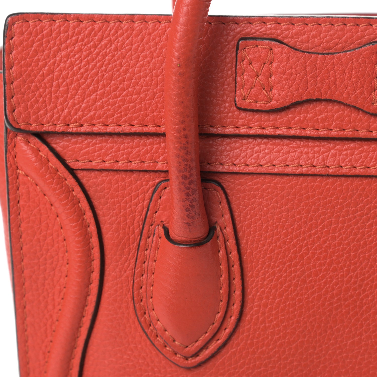 Celine Drummed Calfskin Nano Luggage Coquelicot 18 of 18