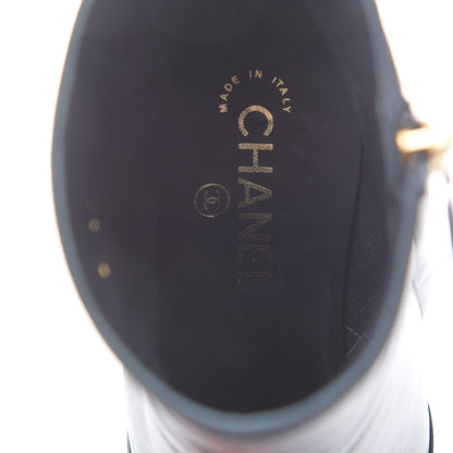 Chanel Lambskin Grosgrain Cap Toe Short Ankle Boots 40 Black 7 of 11
