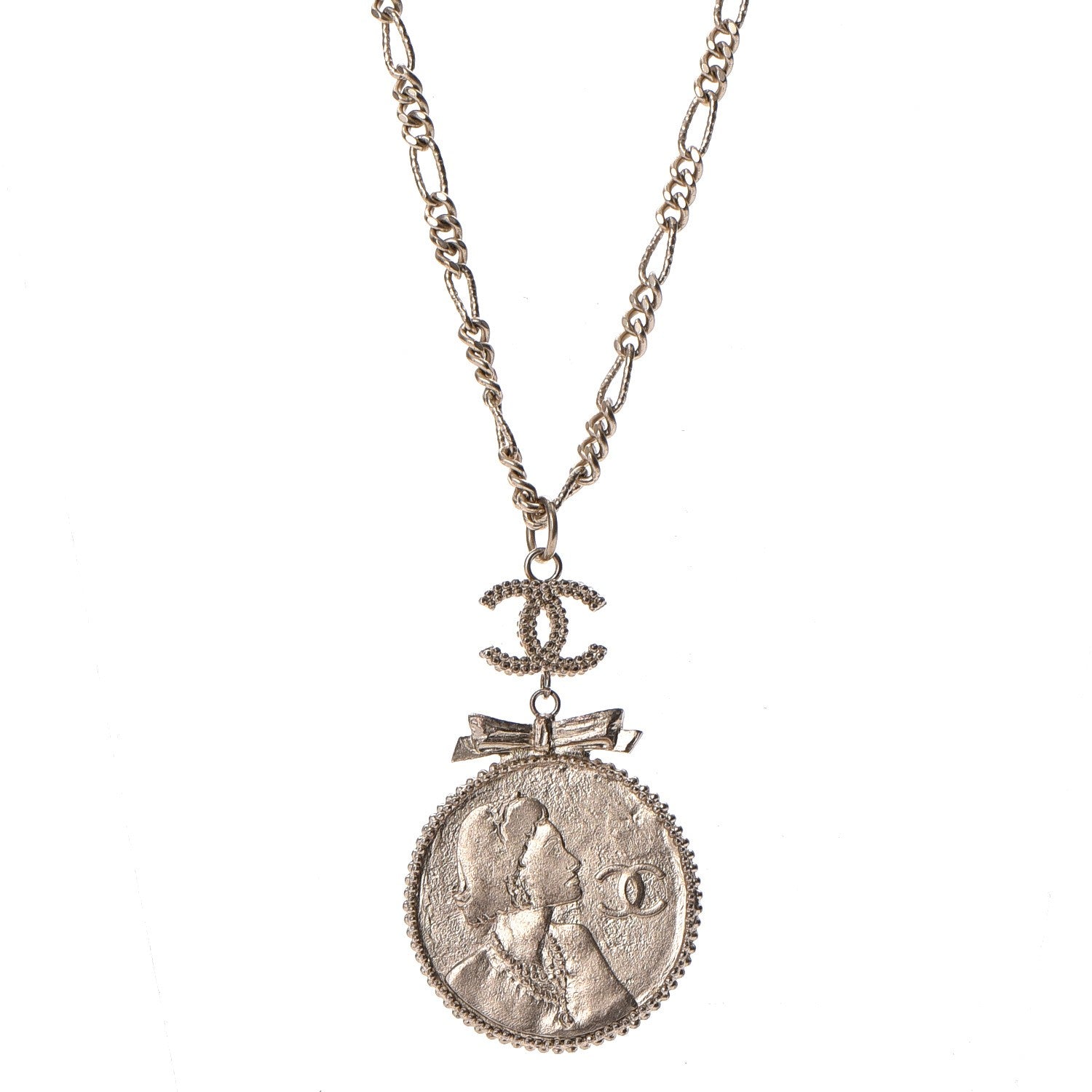 Chanel CC Coco Mademoiselle Coin Necklace Gold 1 of 7