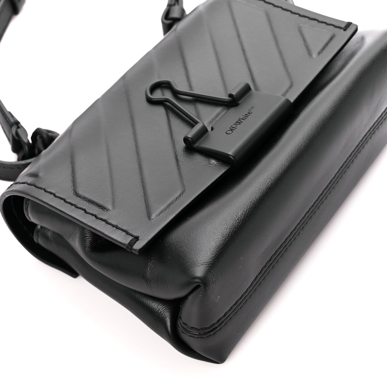Off-White Calfskin Diag Small Binder Clip Crossbody Black 11 of 12
