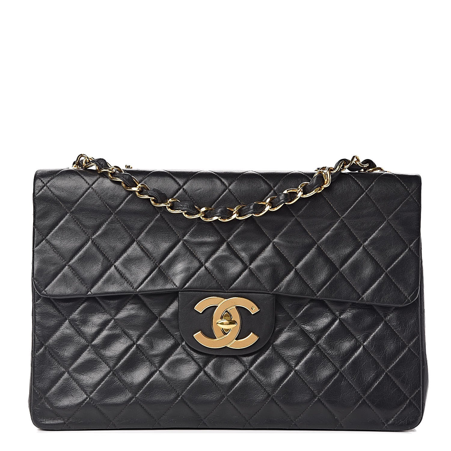 Chanel Lambskin Quilted XL Jumbo Single Flap Black 1 of 13