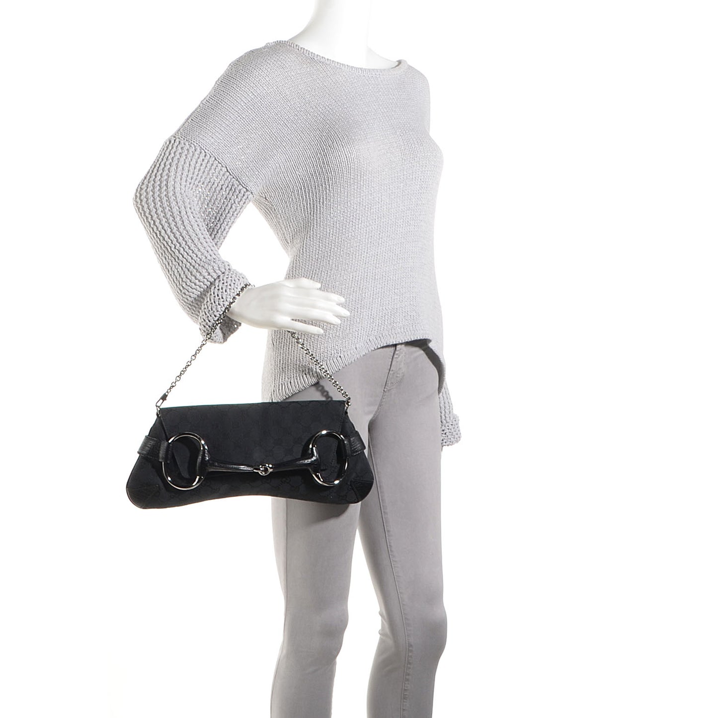 Monogram Horsebit Clutch Black