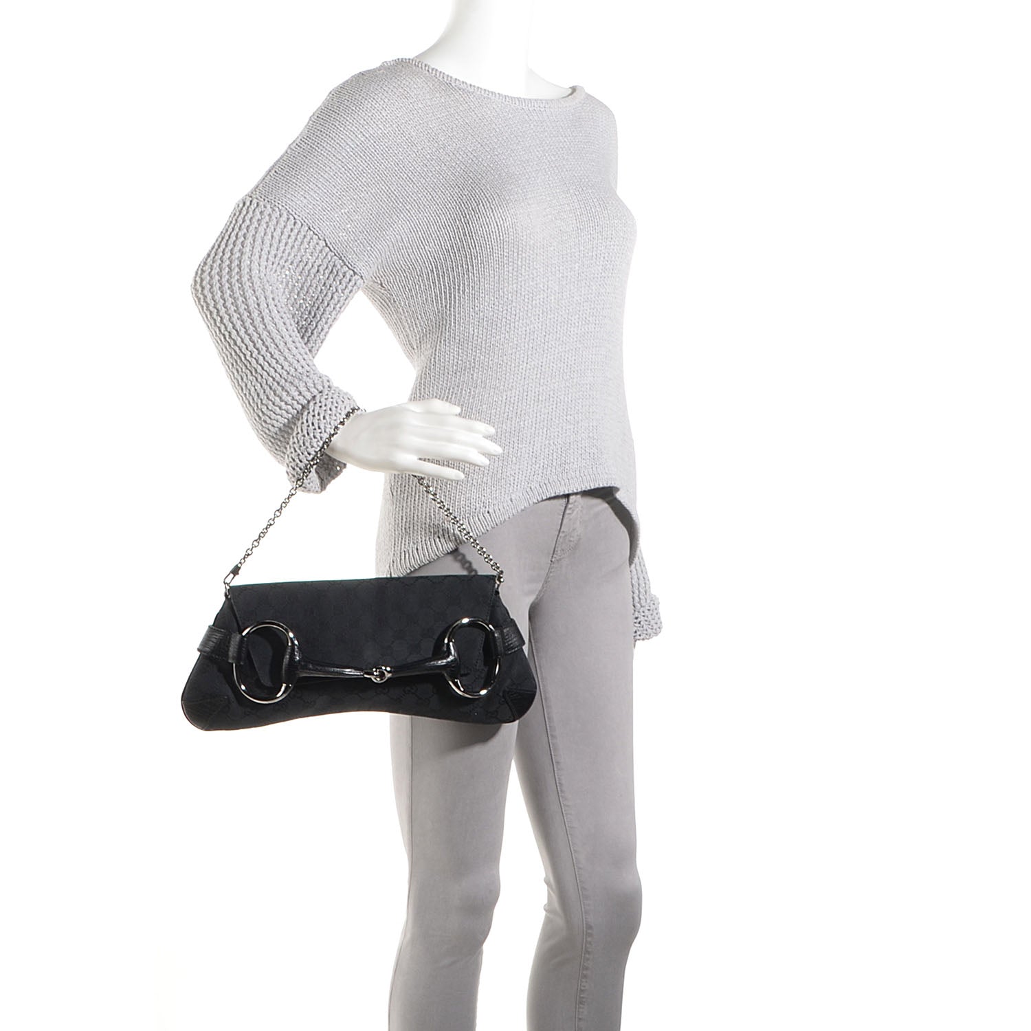 Gucci Monogram Horsebit Clutch Black 2 of 7