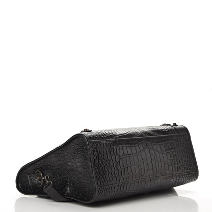 Balenciaga Calfskin Crocodile Embossed Classic Hardware City Black 5 of 8