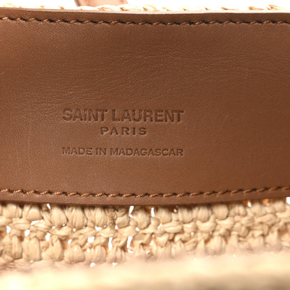 Saint Laurent Raffia Vegetable Tanned Calfskin Le 37 Mini Bucket Bag Natural Brick 6 of 9