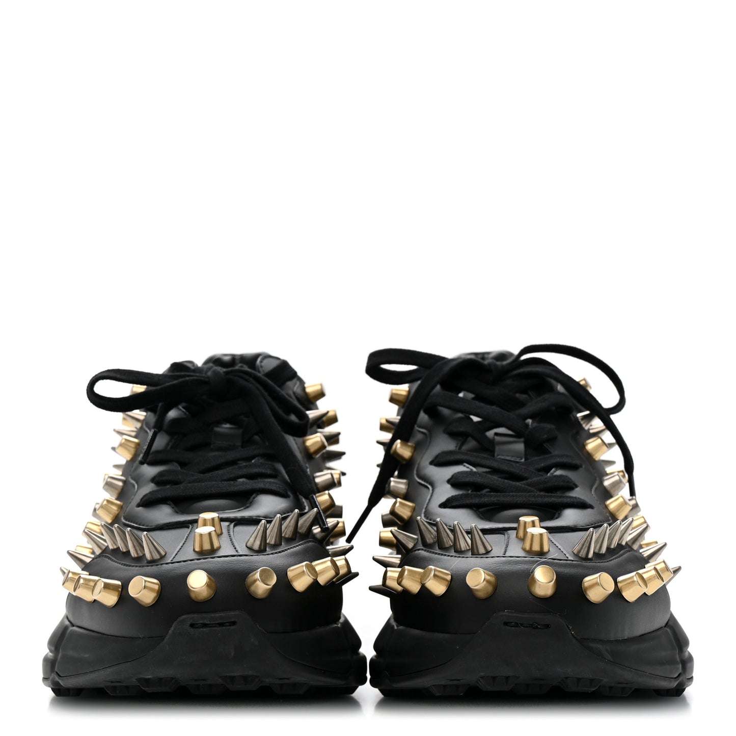 Demetra Spike Studded Mens Rhyton Sneakers 10 Black
