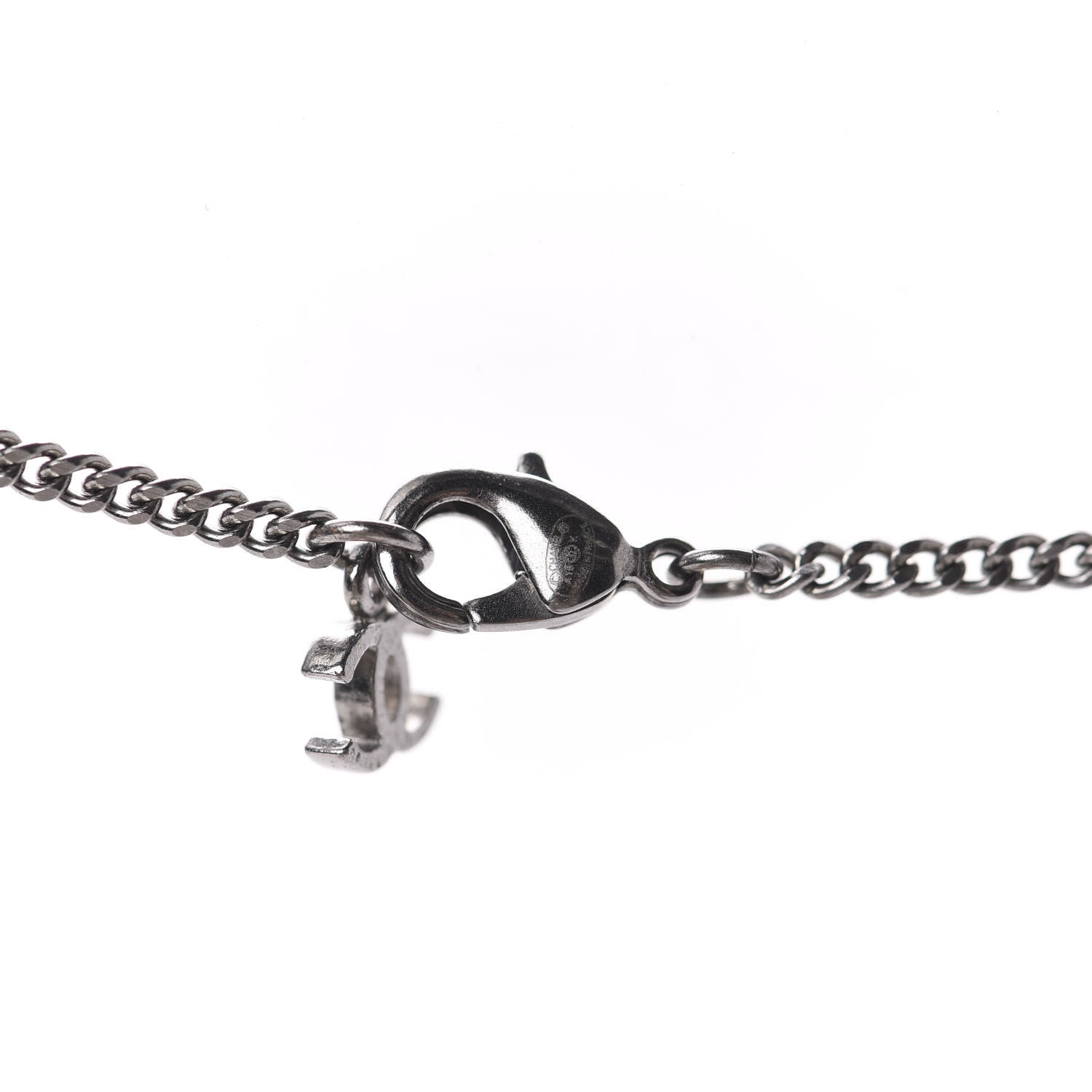 Chanel Crystal Pearl Twisted CC Necklace Silver Black 5 of 6