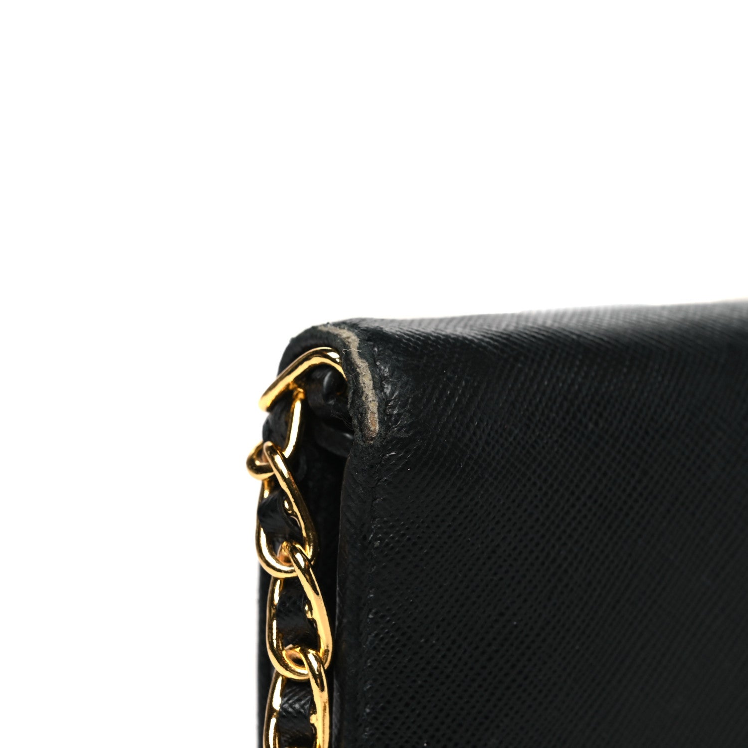 Prada Saffiano Metal Oro Chain Wallet Black 13 of 16