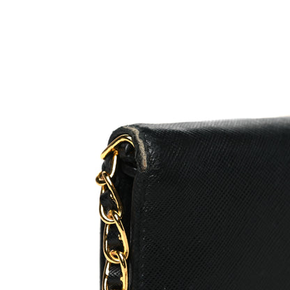 Prada Saffiano Metal Oro Chain Wallet Black 13 of 16