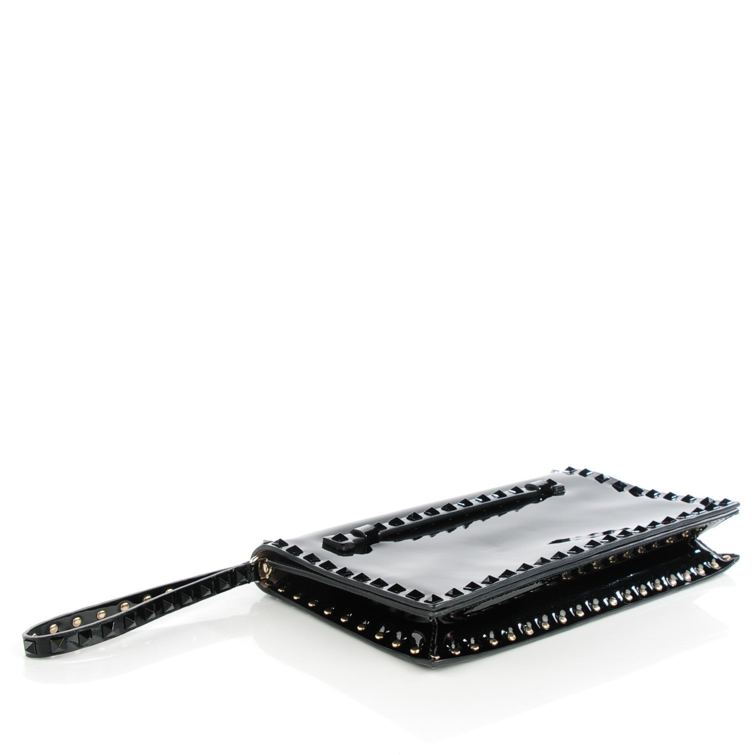 Valentino Garavani Patent Rockstud Wristlet Clutch Black 4 of 8