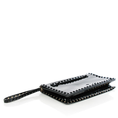 Valentino Garavani Patent Rockstud Wristlet Clutch Black 4 of 8