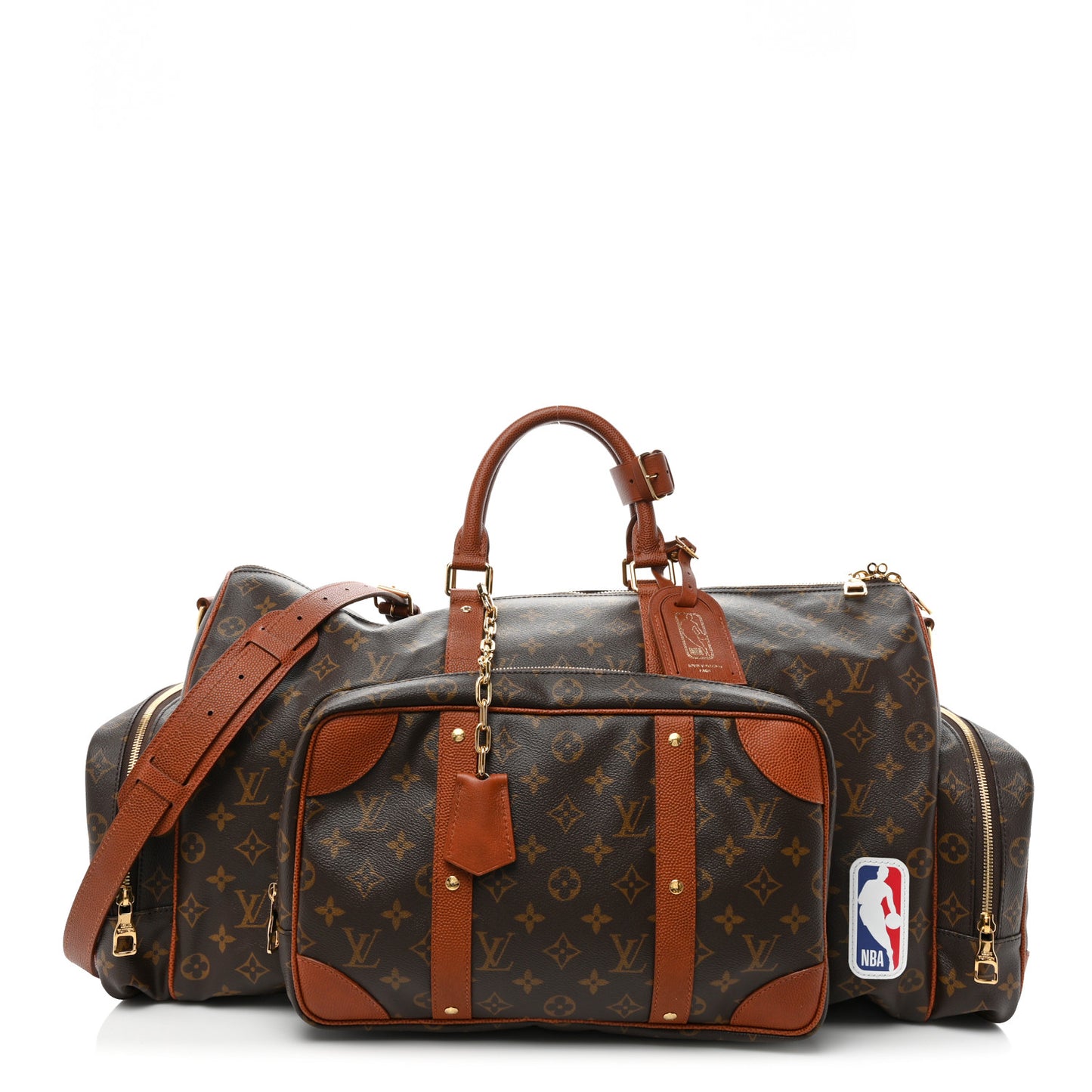 X NBA Monogram Grain Cowhide Ball Keepall Trio Pocket Bag