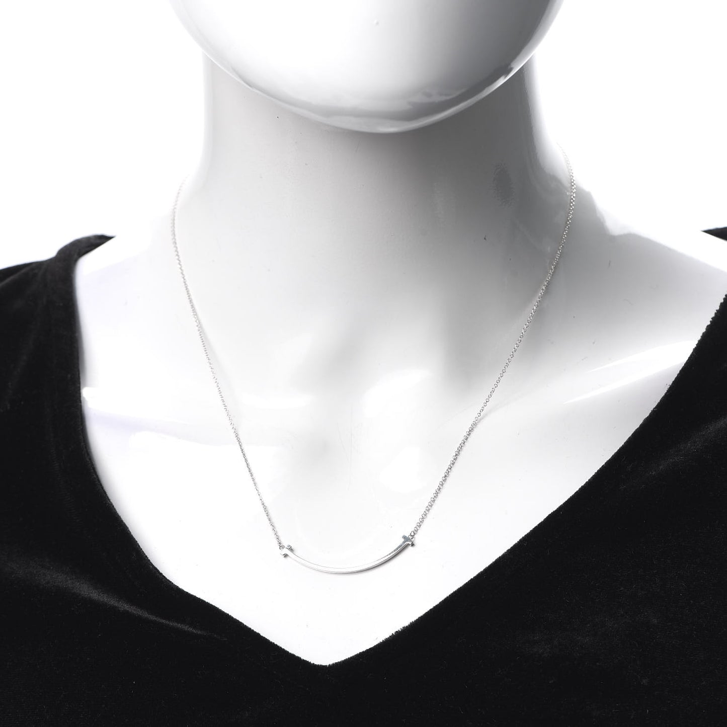 Sterling Silver Small T Smile Pendant Necklace