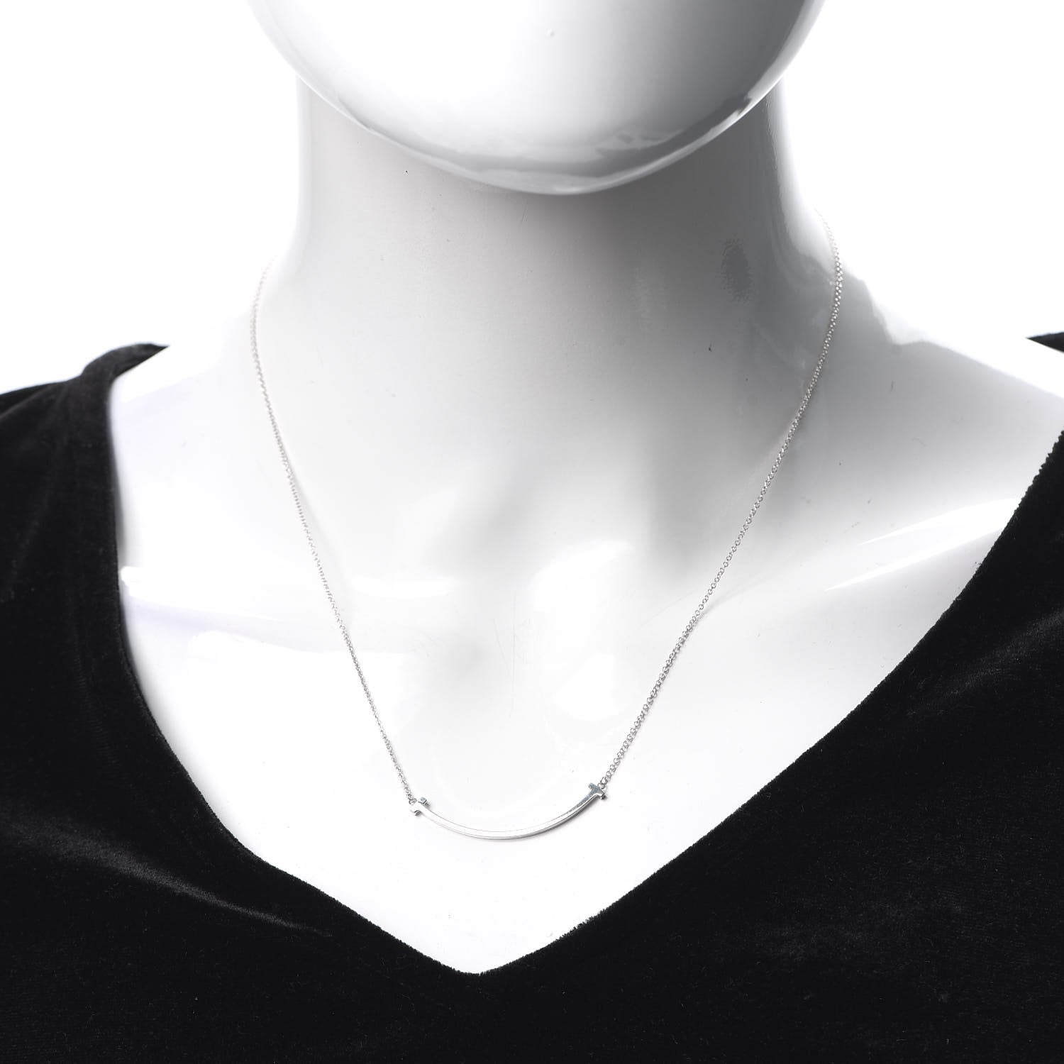 Tiffany Sterling Silver Small T Smile Pendant Necklace 2 of 5