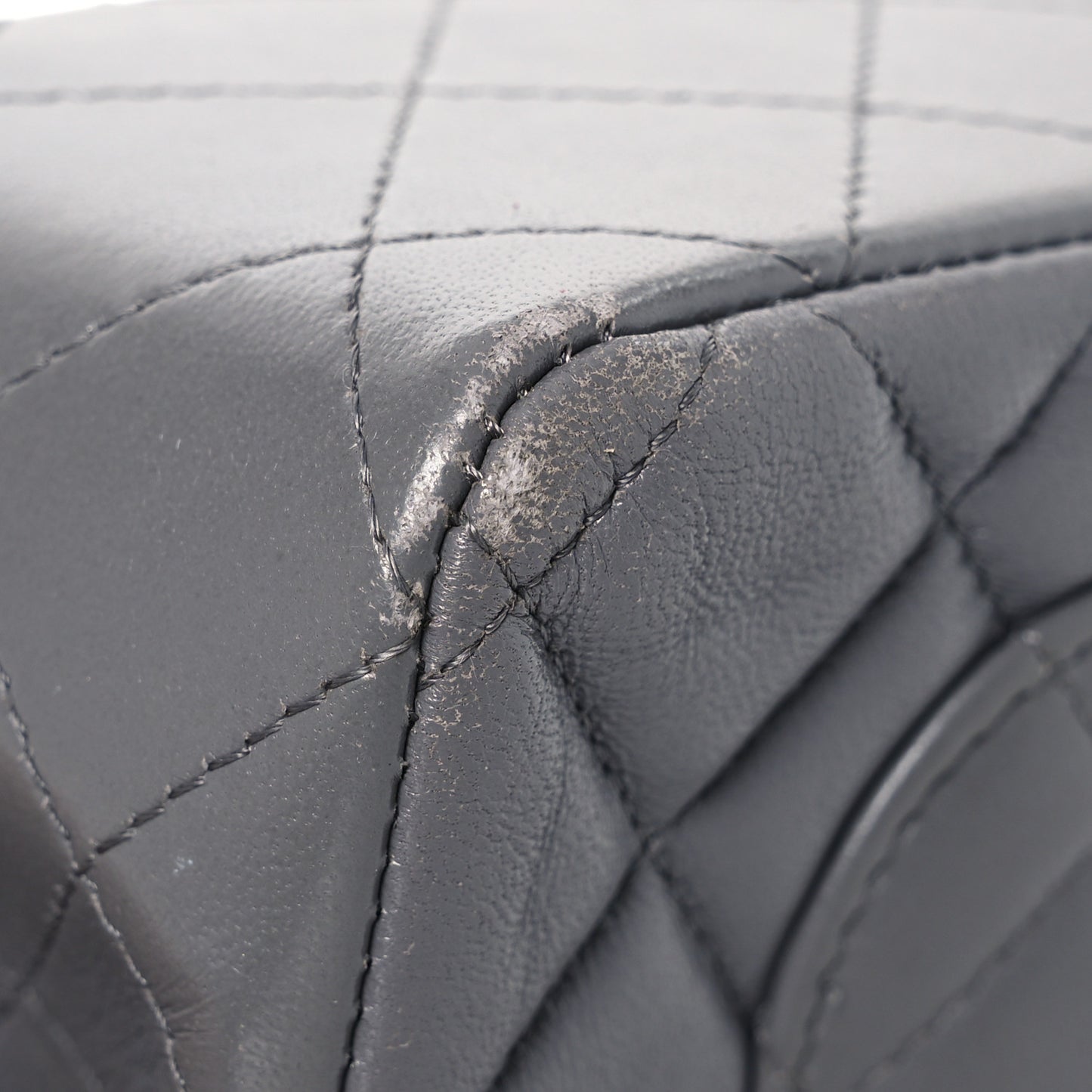 Lambskin Quilted Mini Rectangular Flap Dark Grey