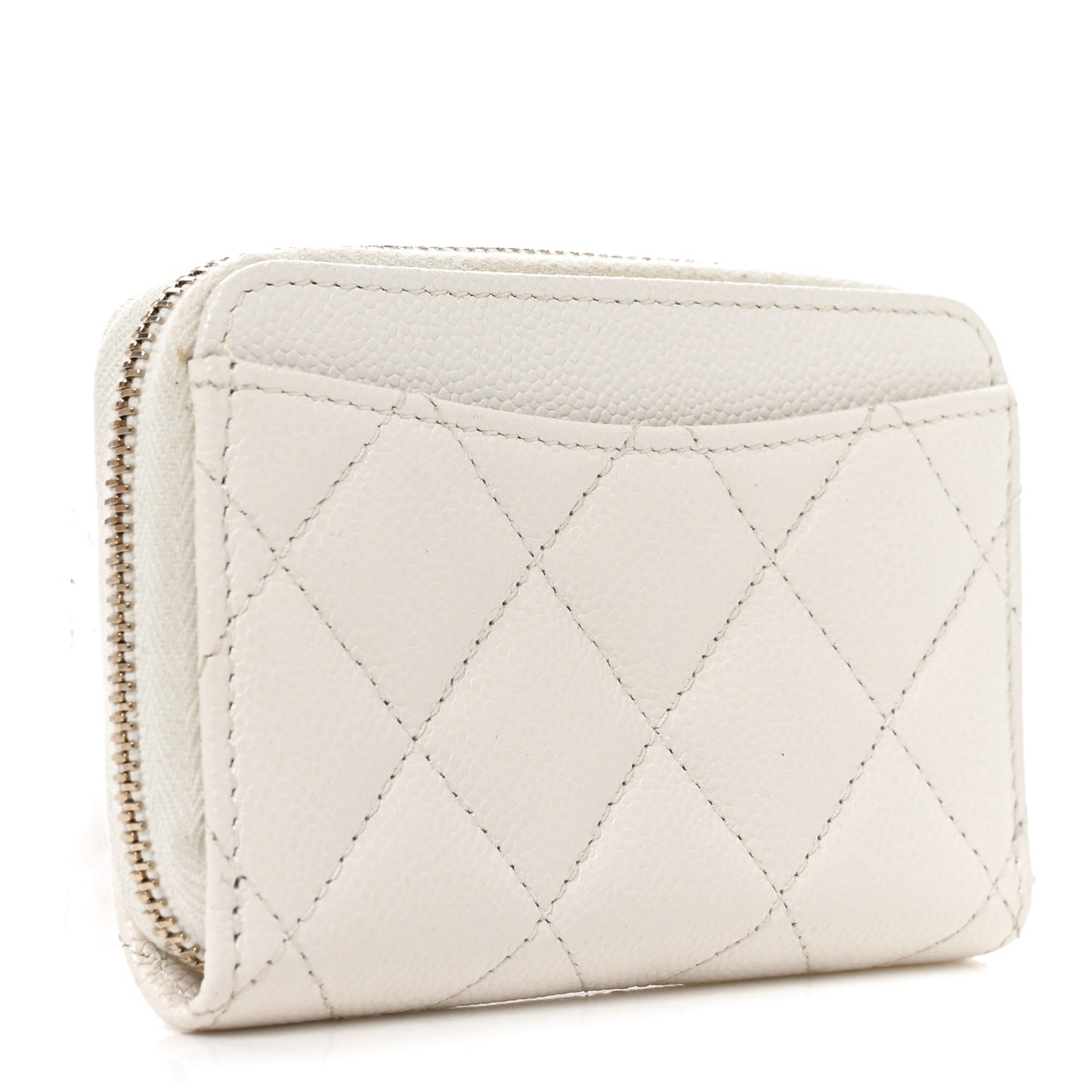 Caviar Quilted Zip Coin Purse White