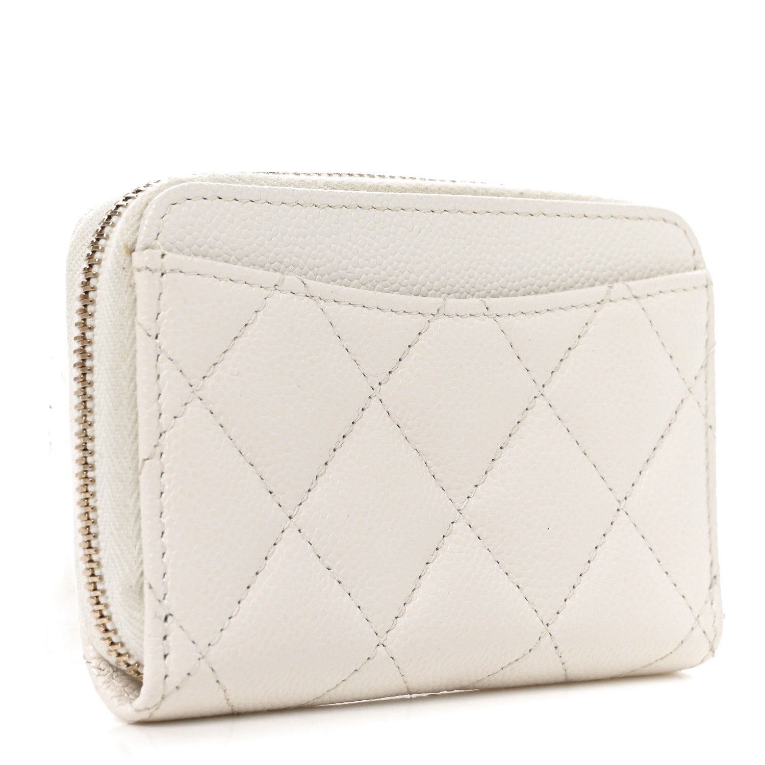 Chanel Caviar Quilted Zip Coin Purse White 3 of 8
