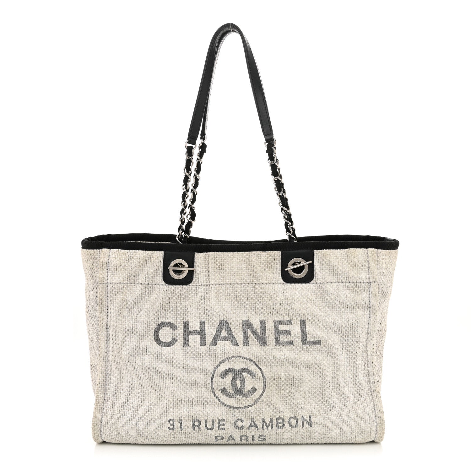 Chanel Woven Straw Raffia Small Deauville Tote Grey 1 of 13