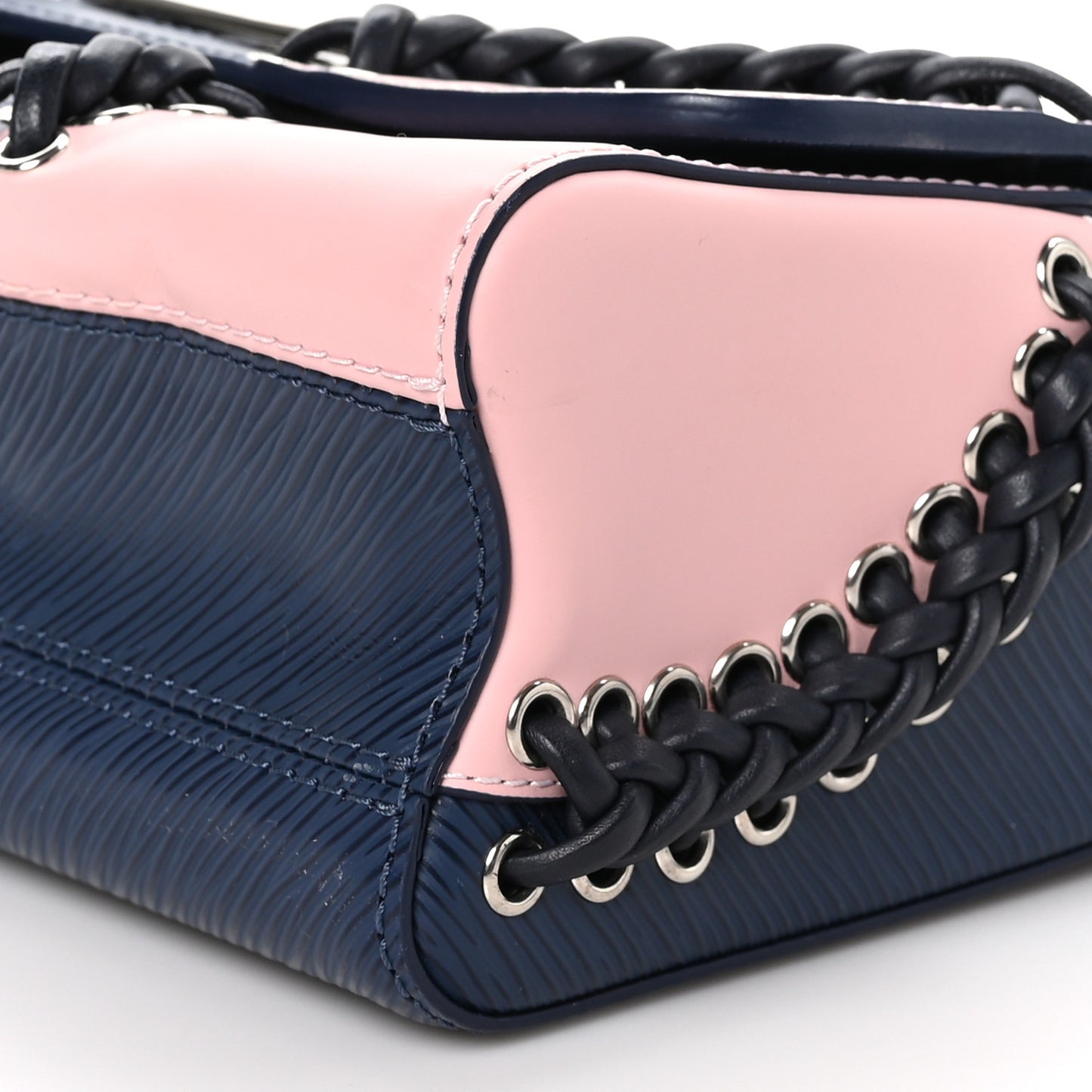 Epi Braided Twist Shoulder Bag MM Navy Rose Ballerine