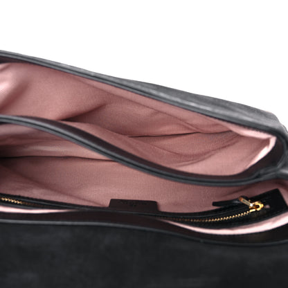 Gucci Suede Medium Arli Flap Shoulder Bag Black 5 of 10