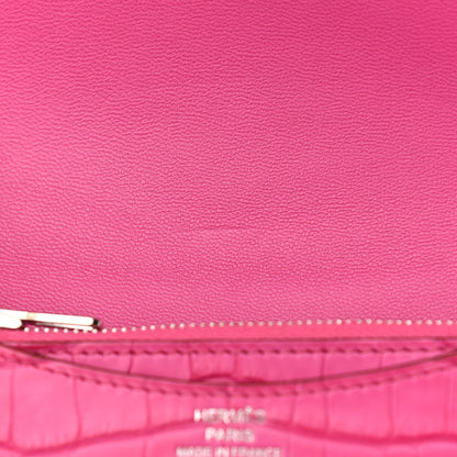 Hermes Matte Alligator Constance Slim Wallet Rose Shocking 8 of 8