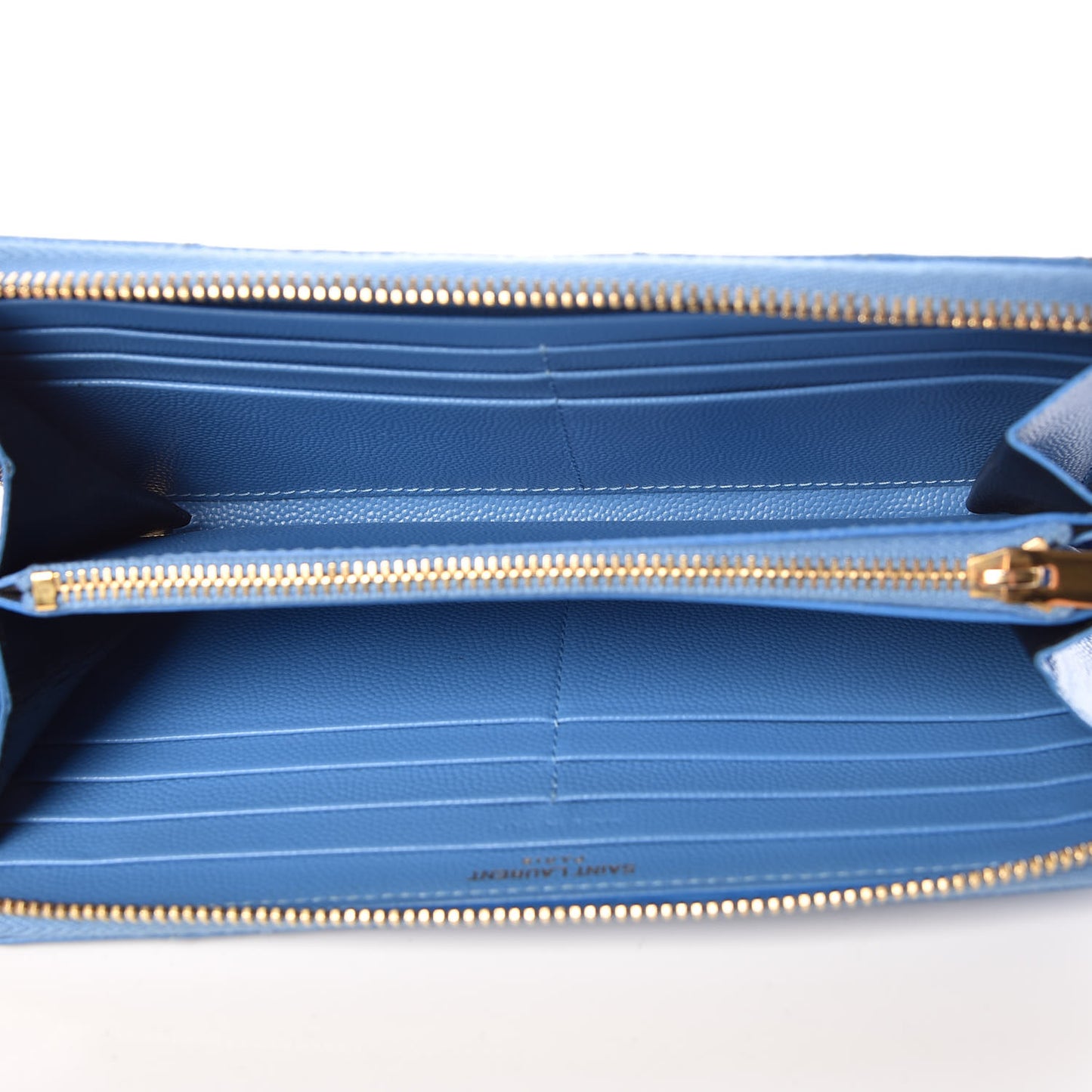 Grain De Poudre Matelasse Chevron Monogram Zip Around Wallet Blue Clair