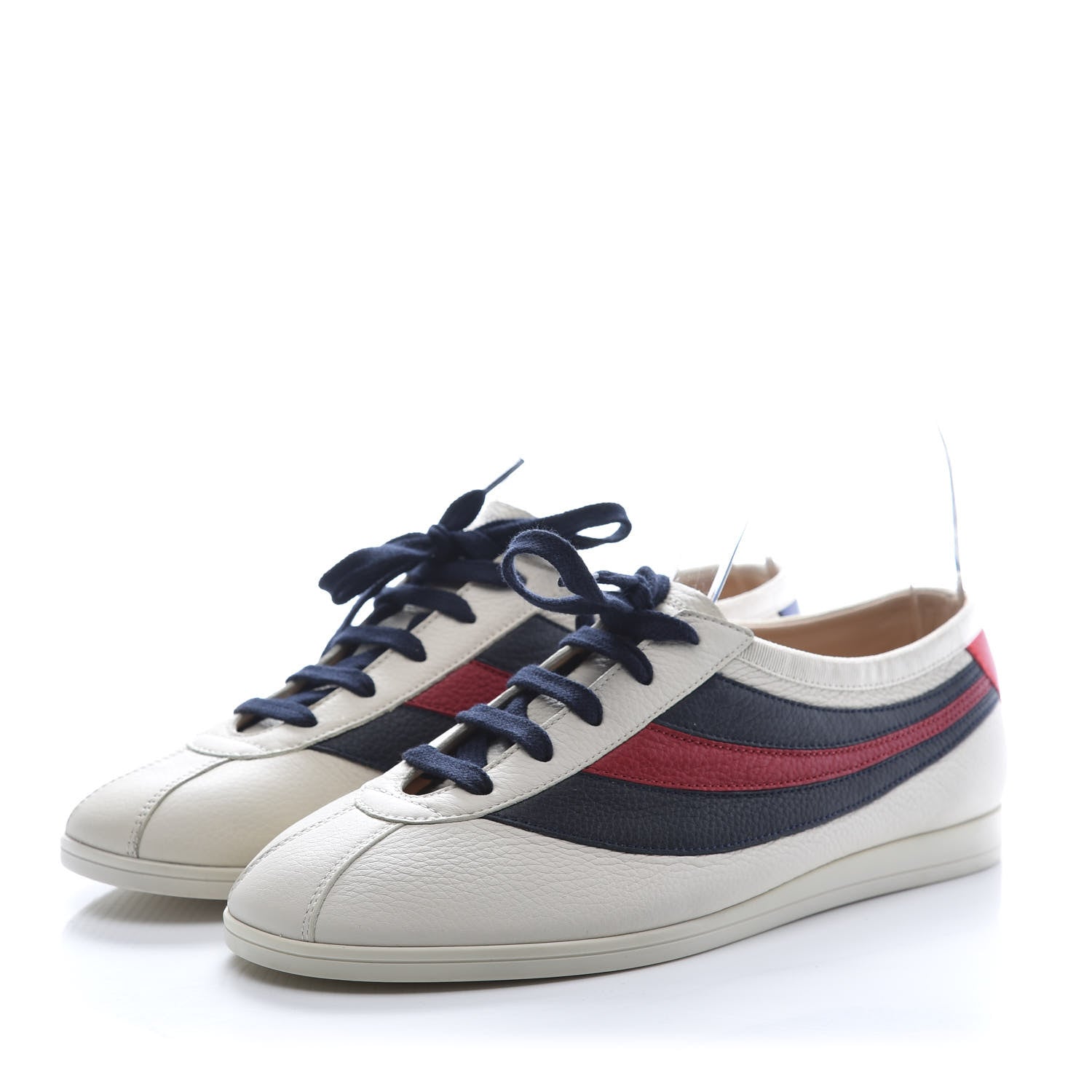 Gucci Calfskin Mens Web Falacer Sneakers 6.5 White Blue 3 of 9