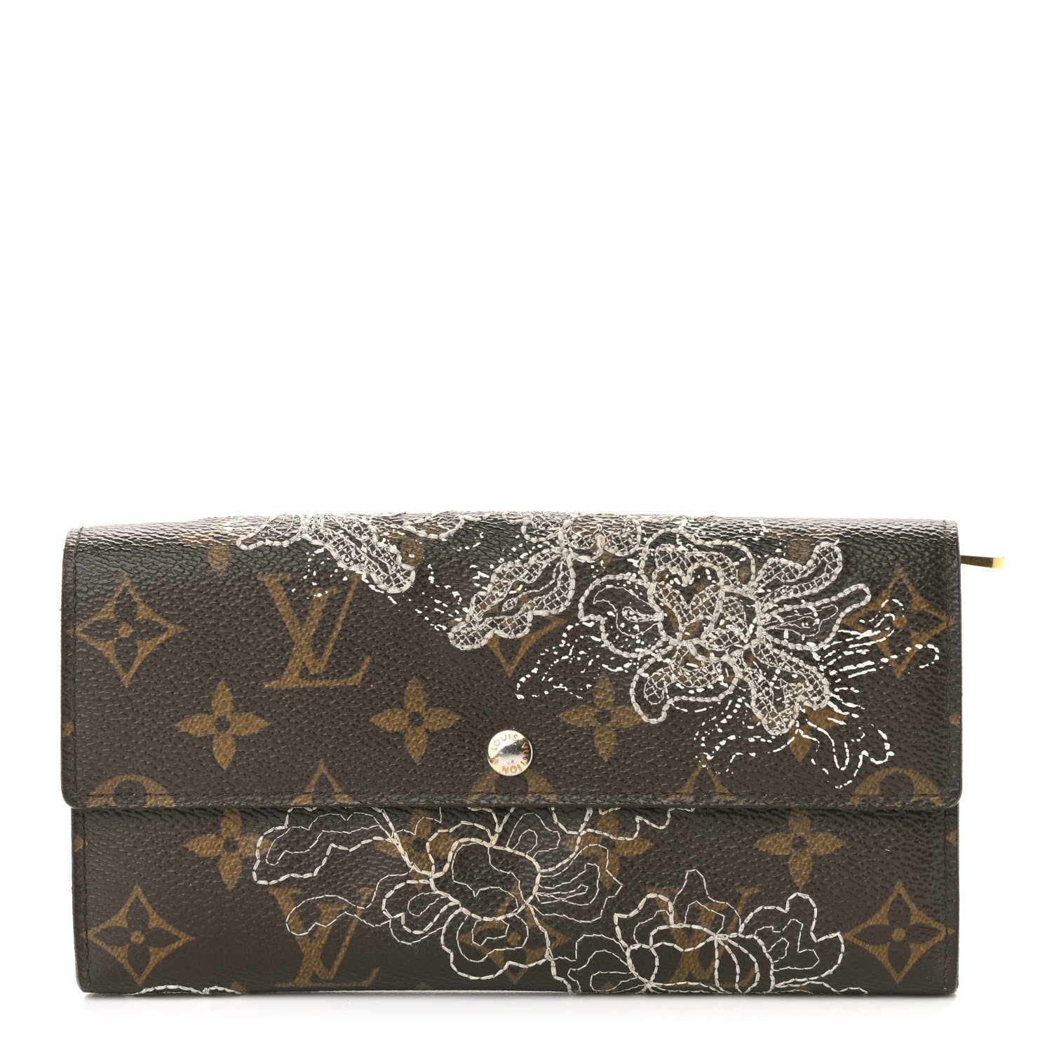 Louis Vuitton Monogram Dentelle Sarah Wallet Silver 1 of 9