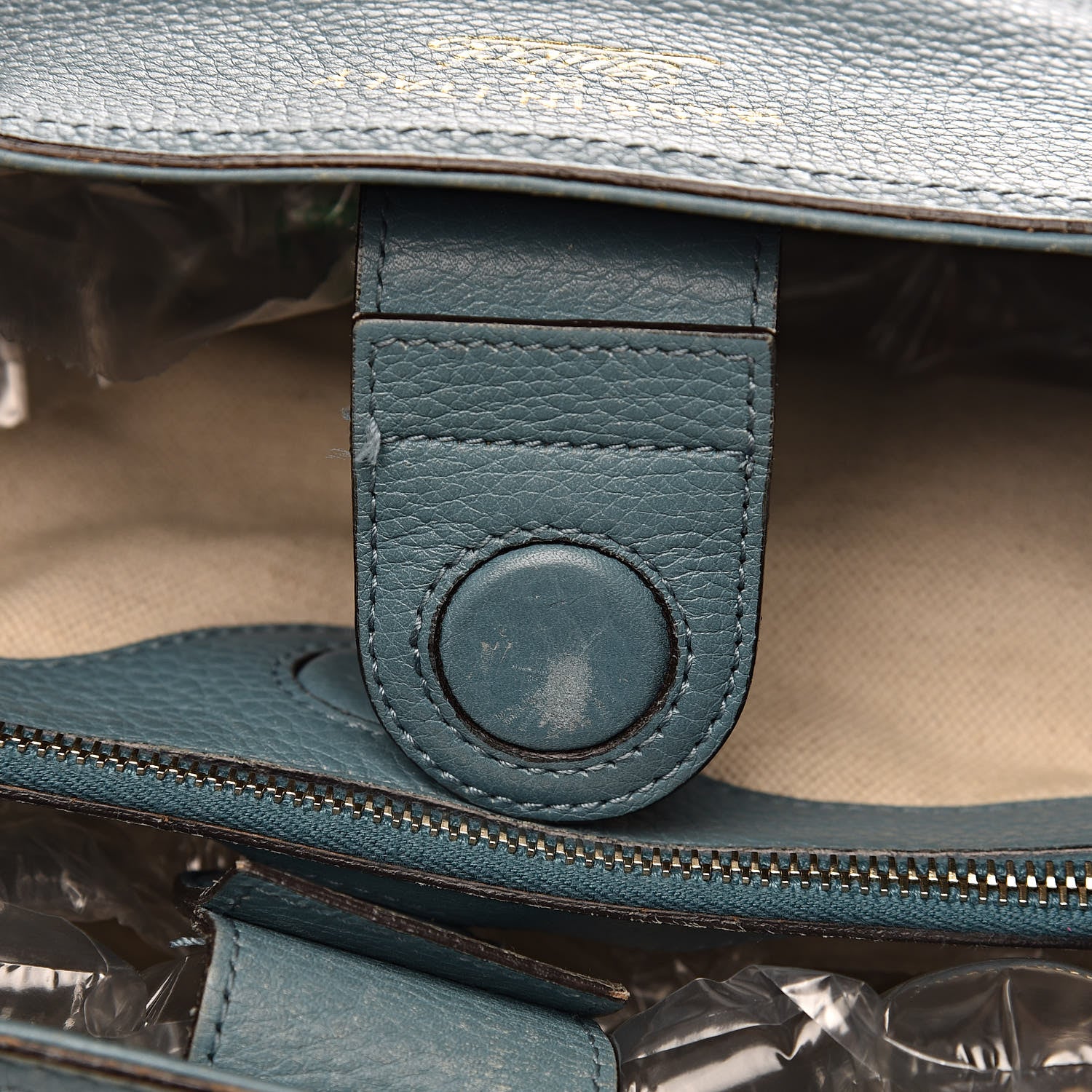 Gucci Pebbled Calfskin Medium Bamboo Shopper Tote Light Blue 11 of 22