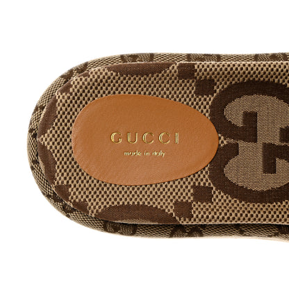 Gucci Monogram Maxi GG Angelina Platform 55mm Slide Sandals 39.5 Camel Ebony 6 of 8